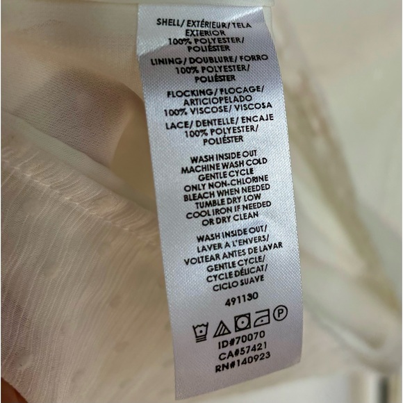 LOFT cream / off white flowy Swiss dot lace chiffon Prairie blouse size large - Picture 10 of 11